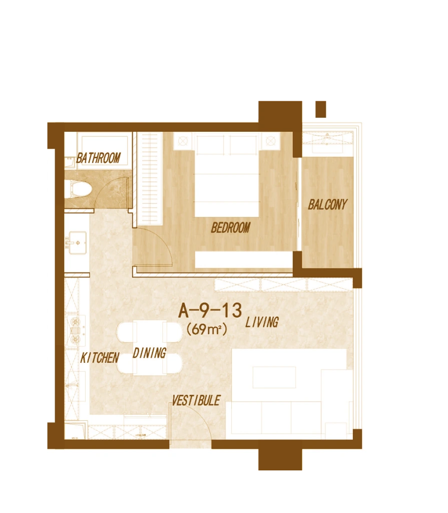 One-bedroom reference floorplan